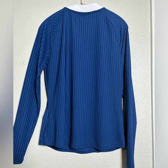 J.Lindeberg SIV Long Sleeve Royal Blue Stripe with White Collar Detail. Crewneck - Picture 9 of 10